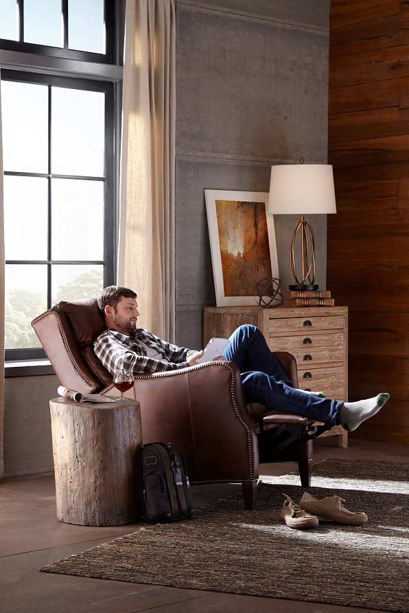 Man sitting in Leather Recliner